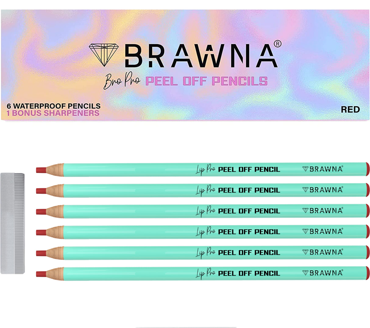 Lip Pro Pencils for Lip & Brow Mapping - 6 or 12 Pcs with Sharpener Blades - Red