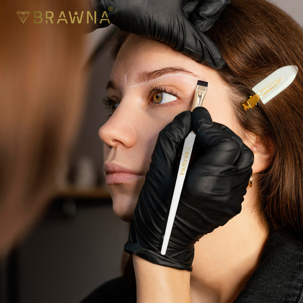 Eyebrow Brush Set with Brow Ruler Stickers - 3 Pcs Angled Precision Eyeliner Makeup Brushes - Brow & Lip Mapping - Concealer Flat Brush - Liner Brush for Gel, Powder, Cream, Pomade, Paste