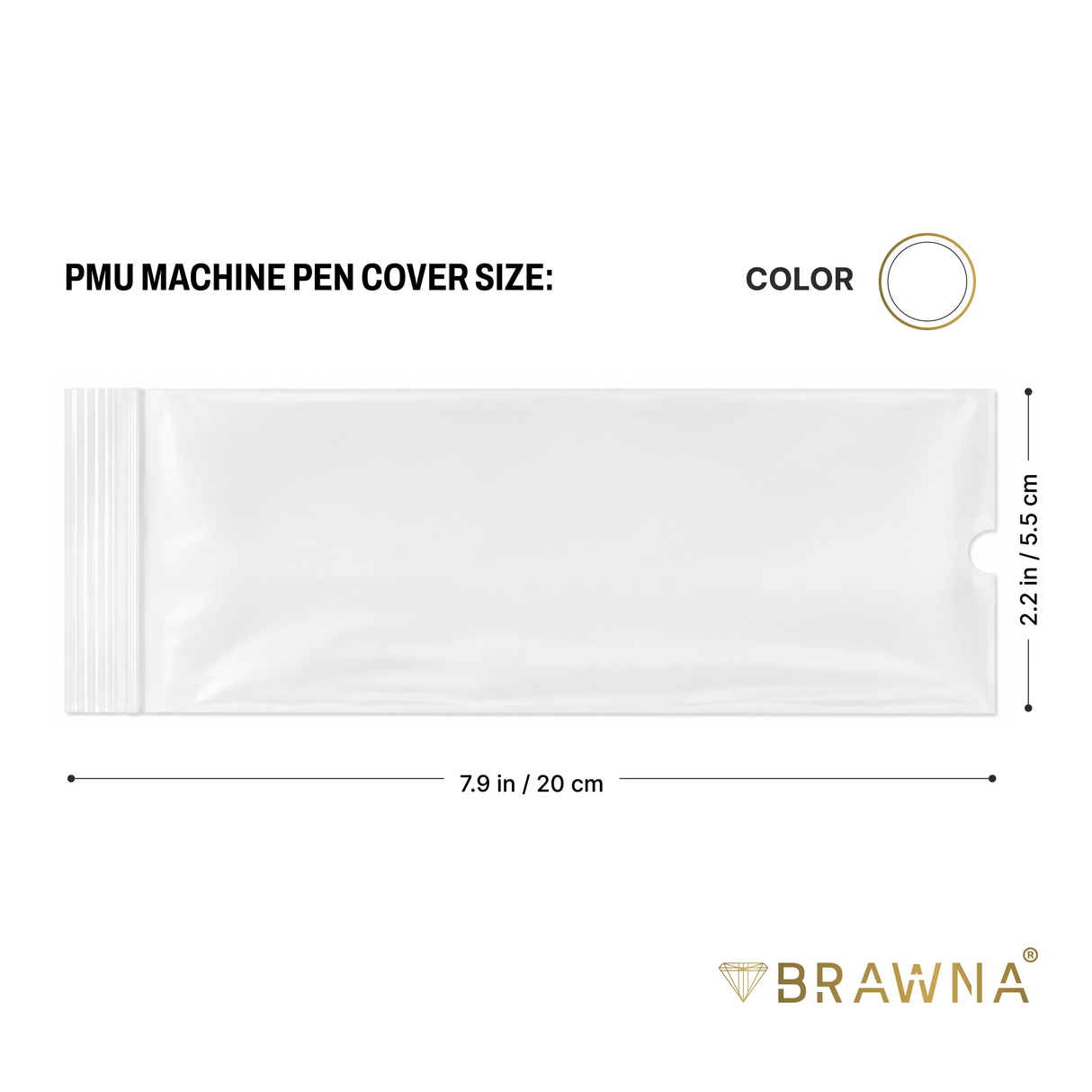BRAWNA Sealable PMU Machine Pen Covers 220PCS – Disposable Sleeves for PMU, Tattoo & Derma Pen Devices – Hygienic Covers for Microneedling, Microblading & PMU Machines – Clear 65x200MM (2.5"x8.6")