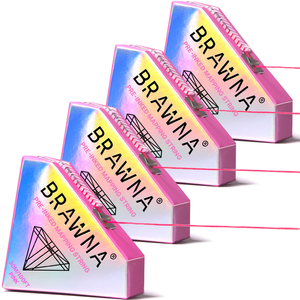 4 Pack Pre Inked Mapping For Eyebrow And Lip Measuring - 30 Meters - Pink