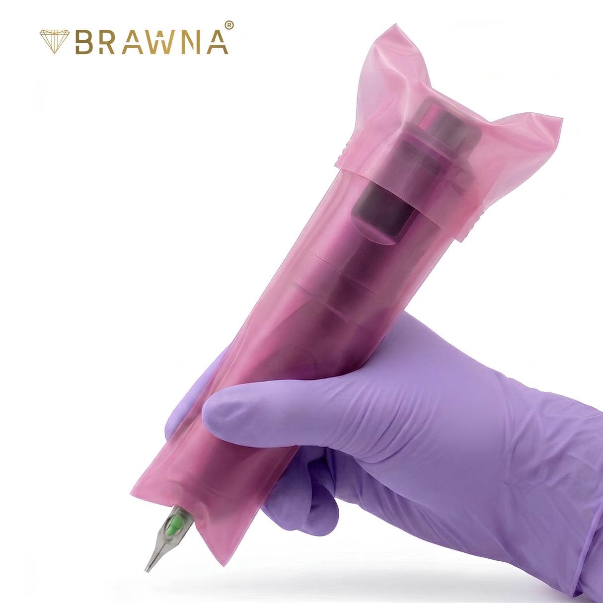 BRAWNA Sealable PMU Machine Pen Covers 220PCS – Disposable Sleeves for PMU, Tattoo & Derma Pen Devices – Hygienic Covers for Microneedling, Microblading & PMU Machines – Pink 65x200MM(2.5" x 8.6")