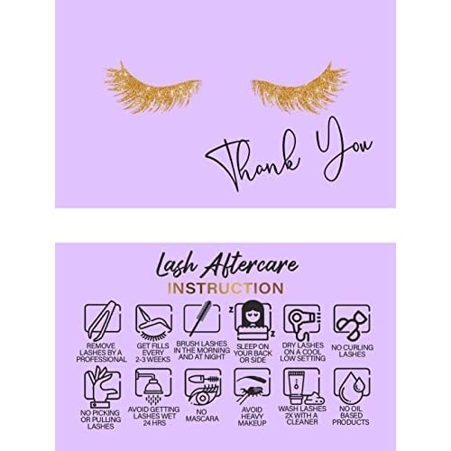 Lash Extension Aftercare Cards with Thank You Note - Size 3.5x2 in