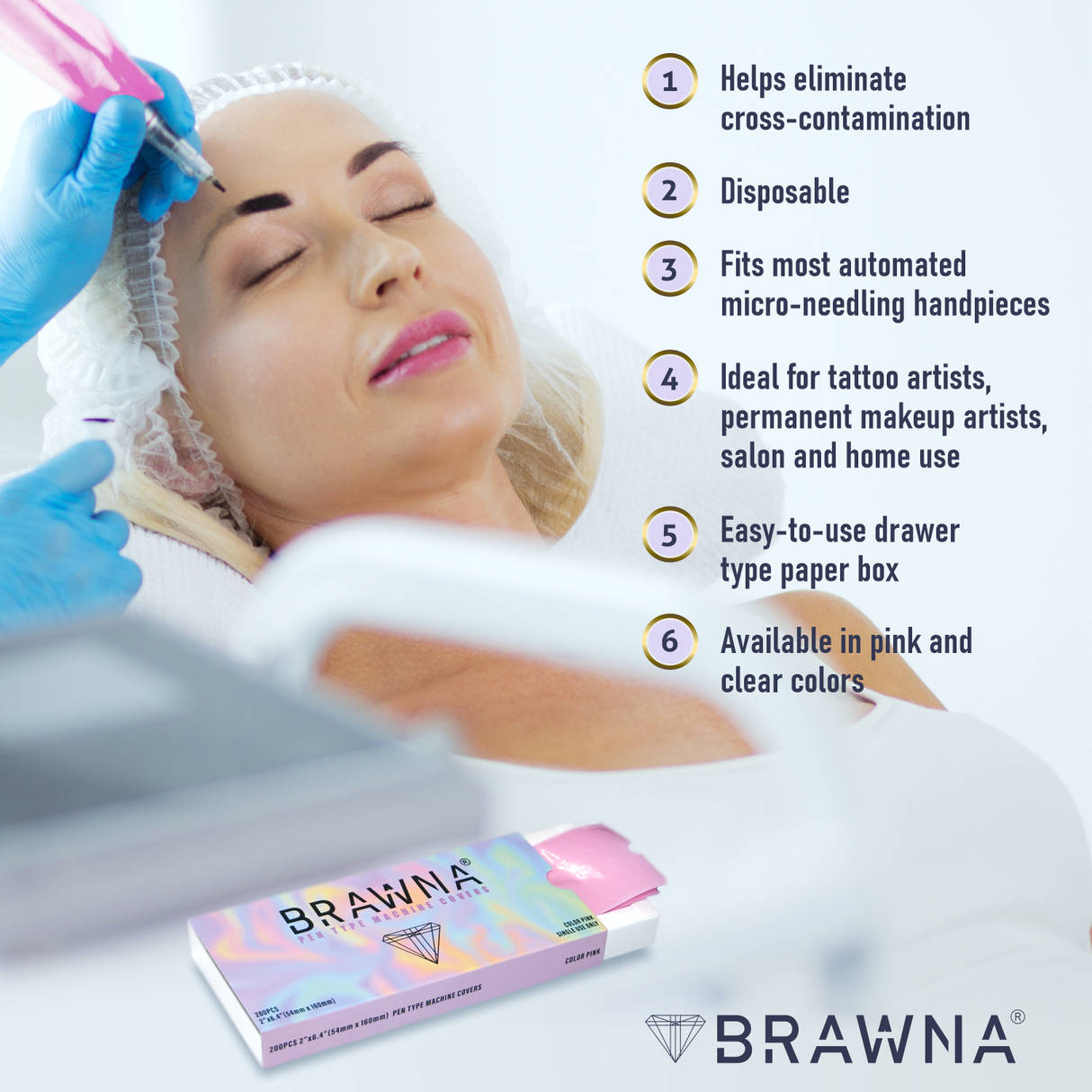 220 Pack Disposable PMU & Tattoo Pen Type Machine Covers - Pink