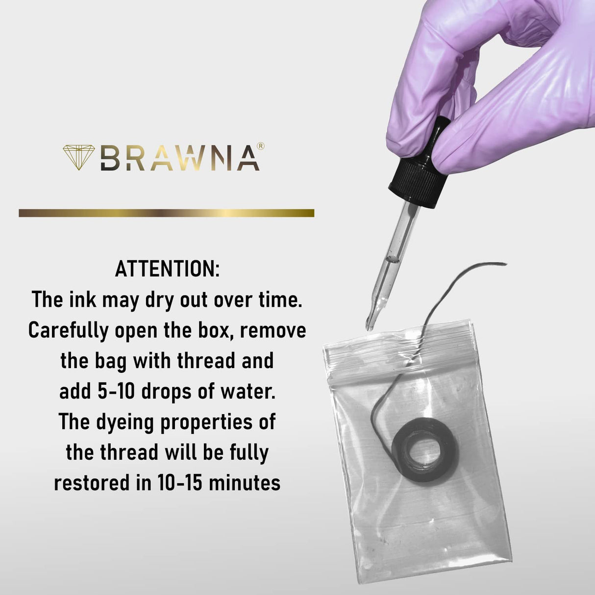 BRAWNA Pre Inked Mapping String for Eyebrow Measuring - Black