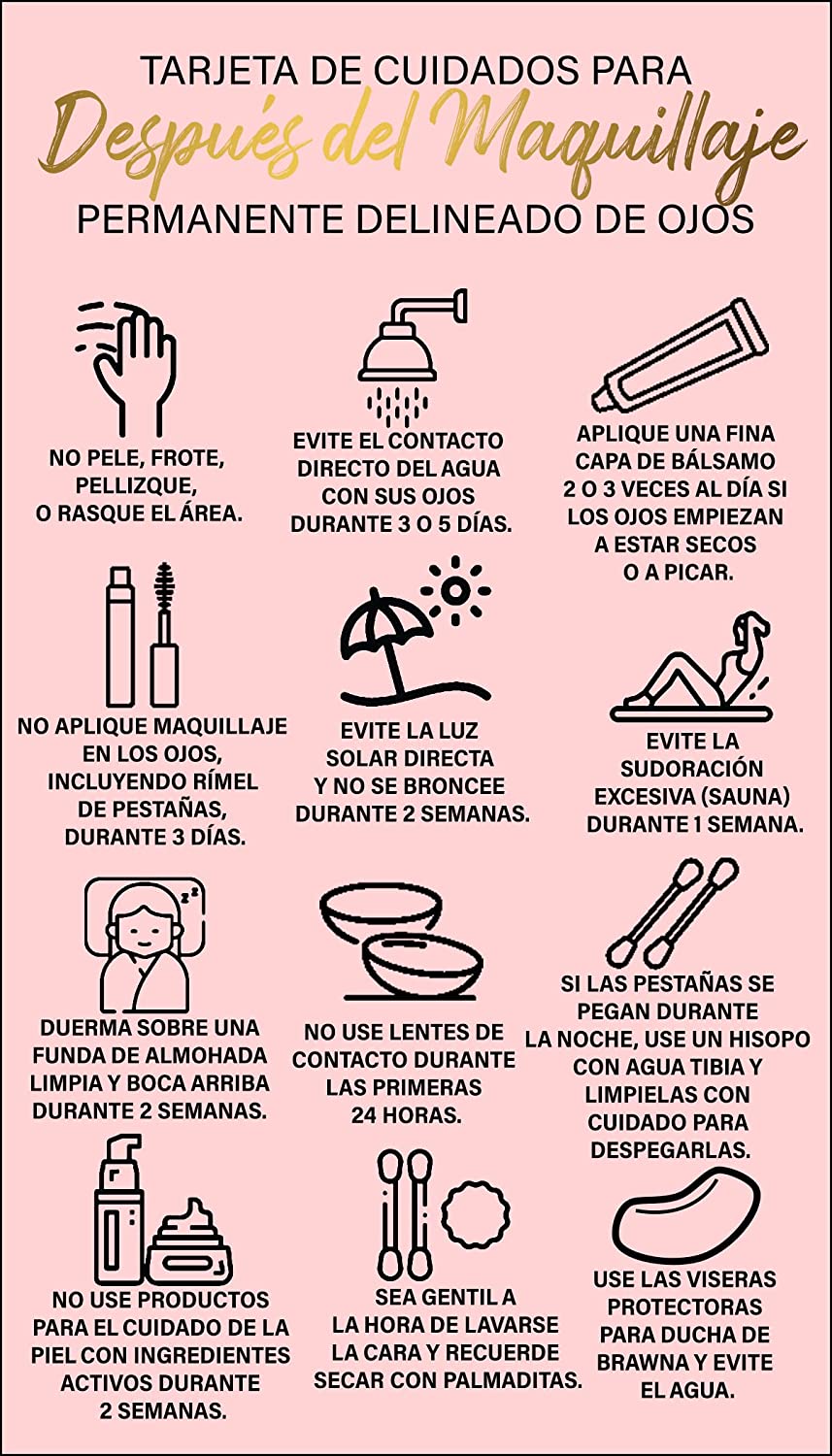 PMU Eyeliner Aftercare Thank You Cards - Pink - 50 or 100 packs