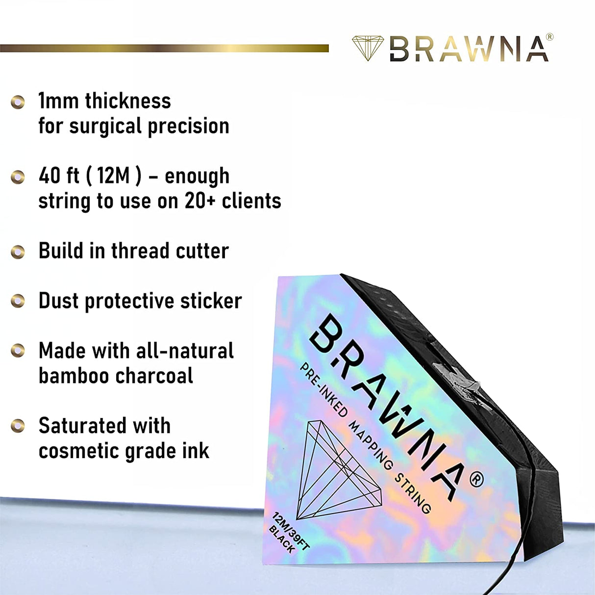 Pre - Inked Mapping String for Microblading & Microshading, 4 Pck - Black