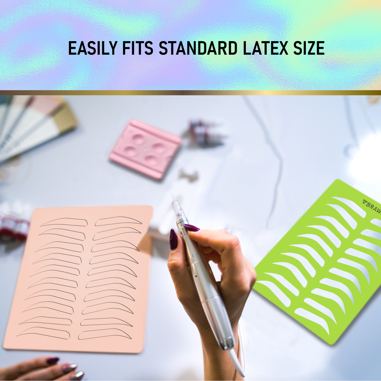 Brawna - Eyebrow Practice Stencil with PMU Practice Skin