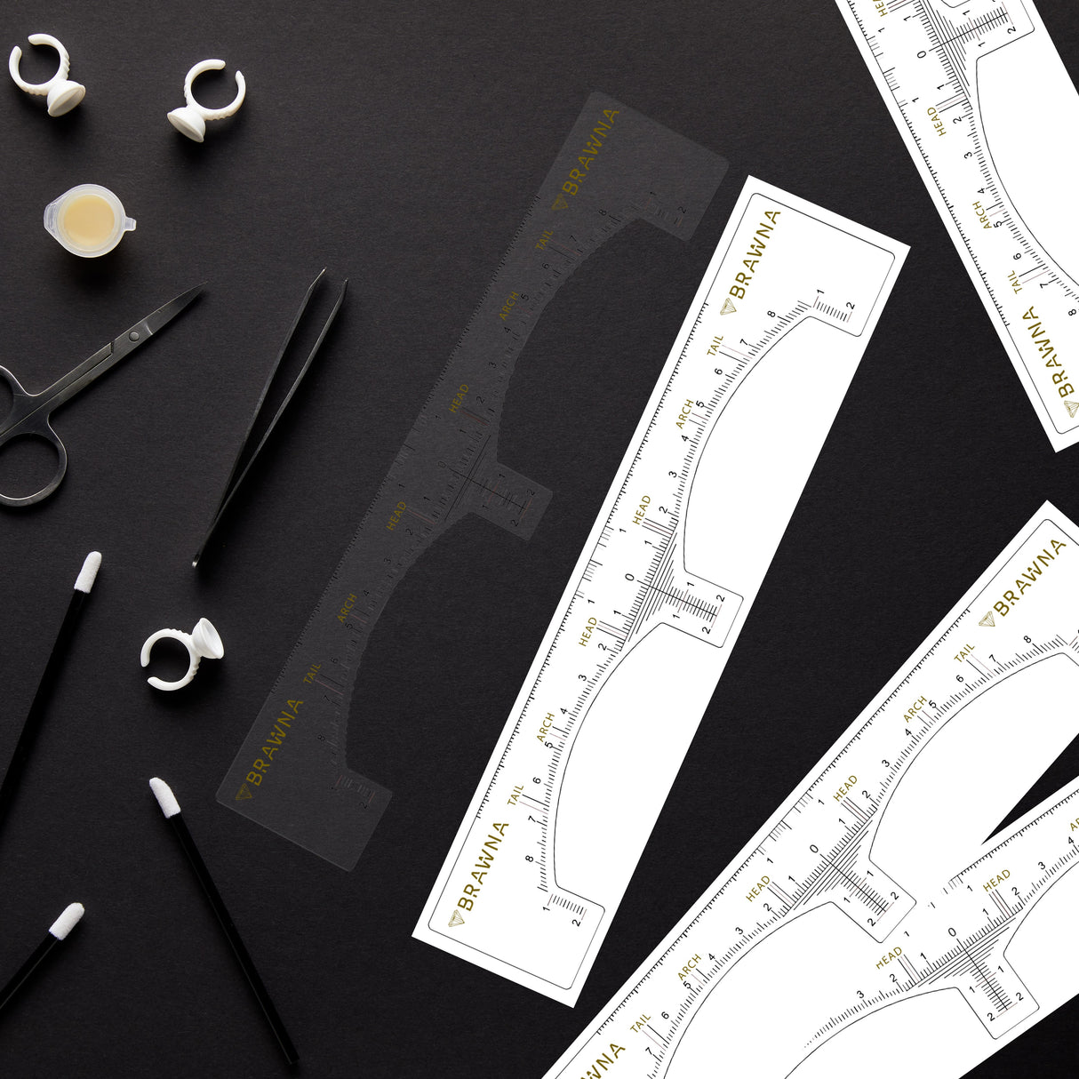 Brawna - Eyebrow Ruler Stencil - 120 Pcs Clear Adhesive Eyebrow Shaping