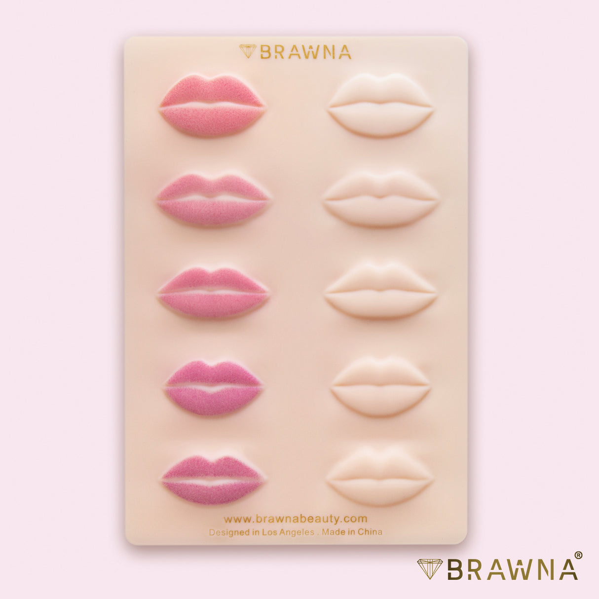 BRAWNA [ 3 Pack ] 3D Lip PMU Practice Skin - Soft Silicone Lip Blush Practice Skin with Human Skin - Like Texture - 10 Lip Shapes - Lip Tattoo Practice Skin – PMU Supplies