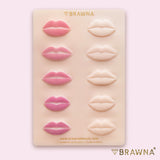 BRAWNA [ 3 Pack ] 3D Lip PMU Practice Skin - Soft Silicone Lip Blush Practice Skin with Human Skin - Like Texture - 10 Lip Shapes - Lip Tattoo Practice Skin – PMU Supplies