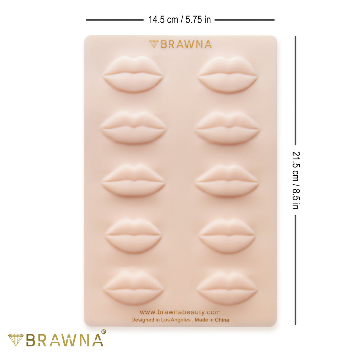 BRAWNA [ 3 Pack ] 3D Lip PMU Practice Skin - Soft Silicone Lip Blush Practice Skin with Human Skin - Like Texture - 10 Lip Shapes - Lip Tattoo Practice Skin – PMU Supplies