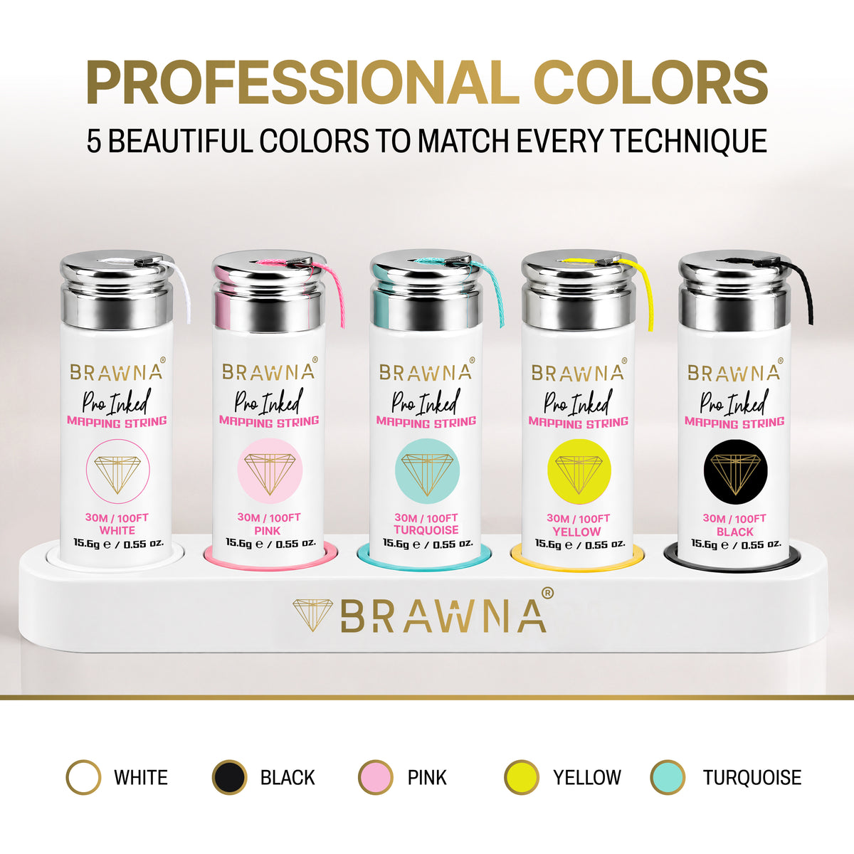 White Brow Mapping String for Eyebrow and Lip Measuring
