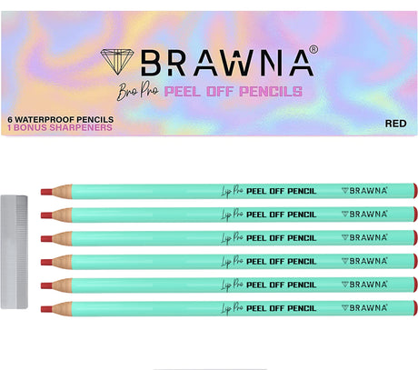 Lip Pro Pencils for Lip & Brow Mapping  - 6 or 12 Pcs with Sharpener Blades - Red