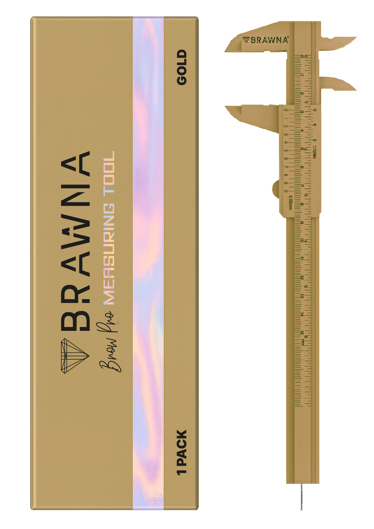 Brow Pro Measuring Tool - Double Scale Pink Caliper