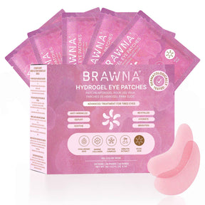 BRAWNA hydrogel eye patches with hyaluronic acid, collagen, arbutin, kojic acid, caffeine
