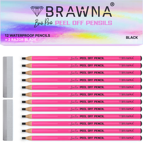 Brawna - Brow Pro Peel Off Pencils For Eyebrow Mapping - Black