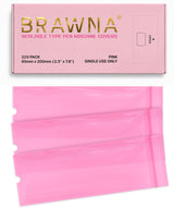 BRAWNA Sealable PMU Machine Pen Covers 220PCS – Disposable Sleeves for PMU, Tattoo & Derma Pen Devices – Hygienic Covers for Microneedling, Microblading & PMU Machines – Pink 65x200MM(2.5" x 8.6")