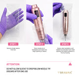 BRAWNA Sealable PMU Machine Pen Covers 220PCS – Disposable Sleeves for PMU, Tattoo & Derma Pen Devices – Hygienic Covers for Microneedling, Microblading & PMU Machines – Clear 65x200MM (2.5"x8.6")