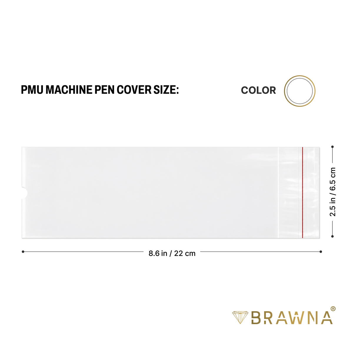 BRAWNA Sealable PMU Machine Pen Covers 220 PCS – Disposable Sleeves for PMU, Tattoo & Derma Pen Devices – Hygienic Covers for Microneedling, Microblading & PMU Machines – Clear 65x220MM (2.5"x8.6")
