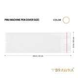 BRAWNA Sealable PMU Machine Pen Covers 220 PCS – Disposable Sleeves for PMU, Tattoo & Derma Pen Devices – Hygienic Covers for Microneedling, Microblading & PMU Machines – Clear 65x220MM (2.5"x8.6")