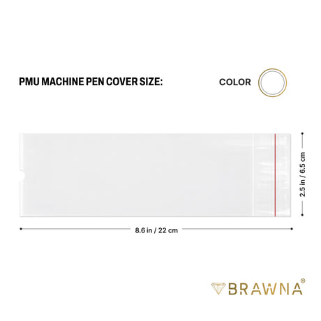 BRAWNA Sealable PMU Machine Pen Covers 220 PCS – Disposable Sleeves for PMU, Tattoo & Derma Pen Devices – Hygienic Covers for Microneedling, Microblading & PMU Machines – Clear 65x220MM (2.5"x8.6")