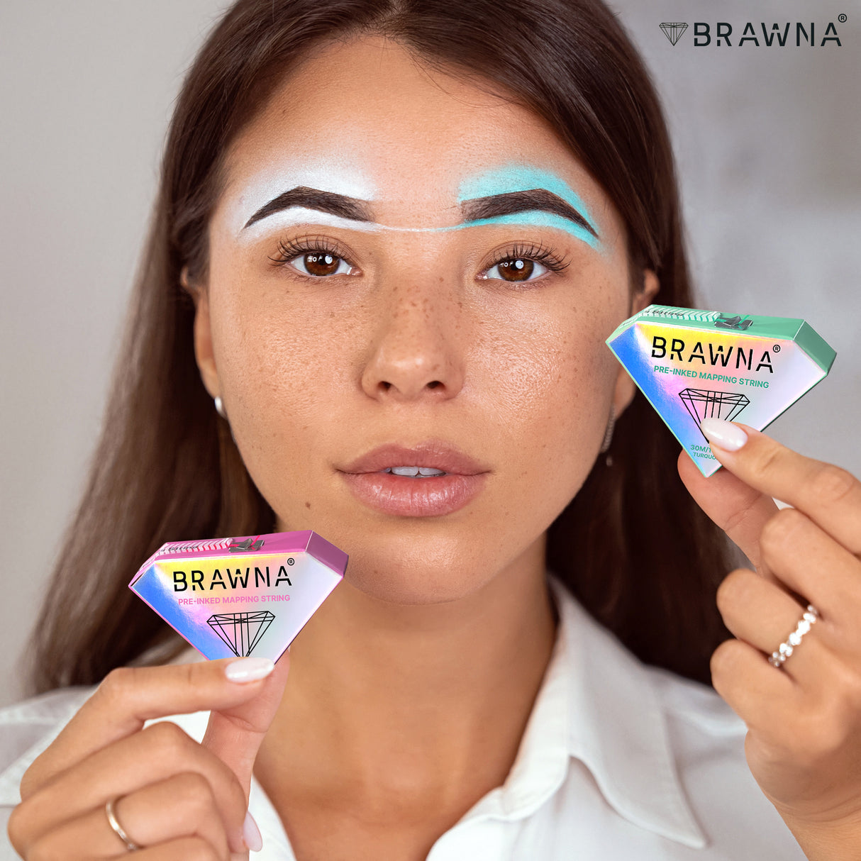 BRAWNA Mapping String for Brows and Lips Measuring - Turquoise and White