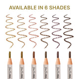6 Pack Brow Pro Peel Off Pencils with Sharpener - Waterproof Mapping Pencils - Light Medium Dark Brown