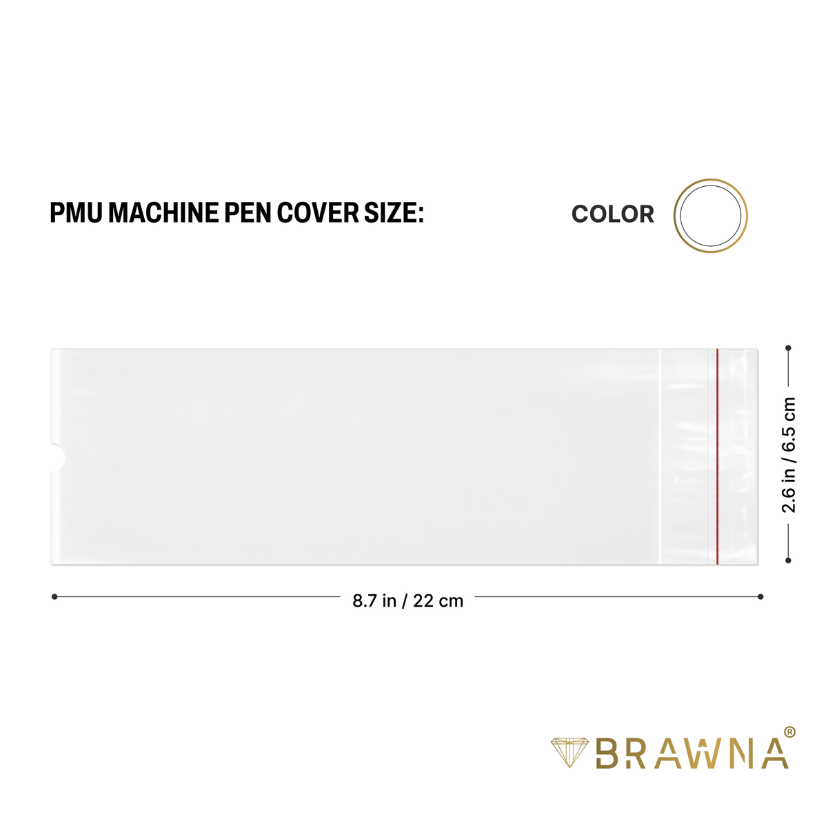 BRAWNA Sealable PMU Machine Pen Covers 220PCS – Disposable Sleeves for PMU, Tattoo & Derma Pen Devices – Hygienic Covers for Microneedling, Microblading & PMU Machines – Clear 65x200MM (2.5"x8.6")