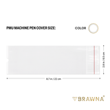 BRAWNA Sealable PMU Machine Pen Covers 220PCS – Disposable Sleeves for PMU, Tattoo & Derma Pen Devices – Hygienic Covers for Microneedling, Microblading & PMU Machines – Clear 65x200MM (2.5"x8.6")