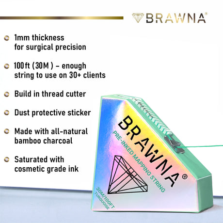 30 Meters ( 100 Ft ) Mapping String for Eyebrow and Lip Measuring - Turquoise