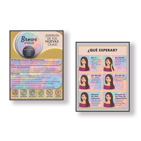 PMU Eyebrow Aftercare Instruction Cards, Microblading Supplies - Size 5.5x4.5 in