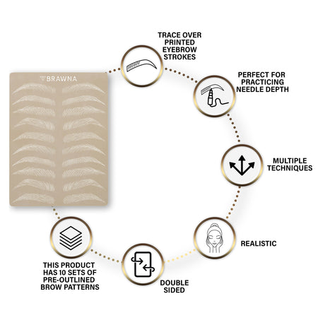 Brawna - 6 Pcs Inkless Double Sided Microblading Practice Skin