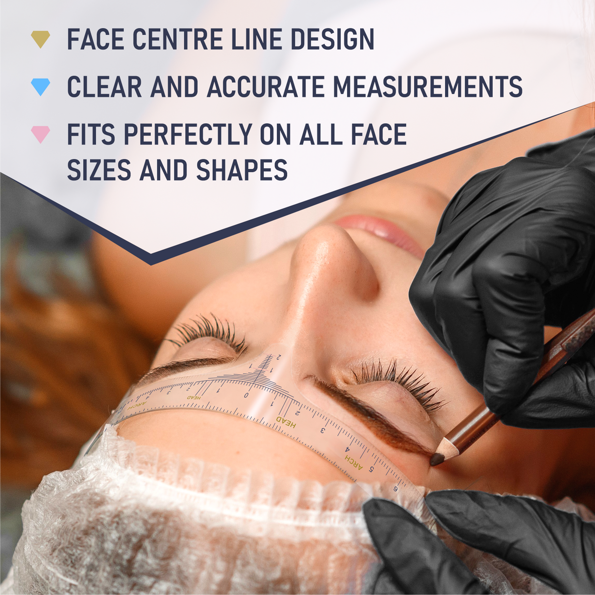 Brawna - Eyebrow Ruler Stencil - 120 Pcs Clear Adhesive Eyebrow Shaping