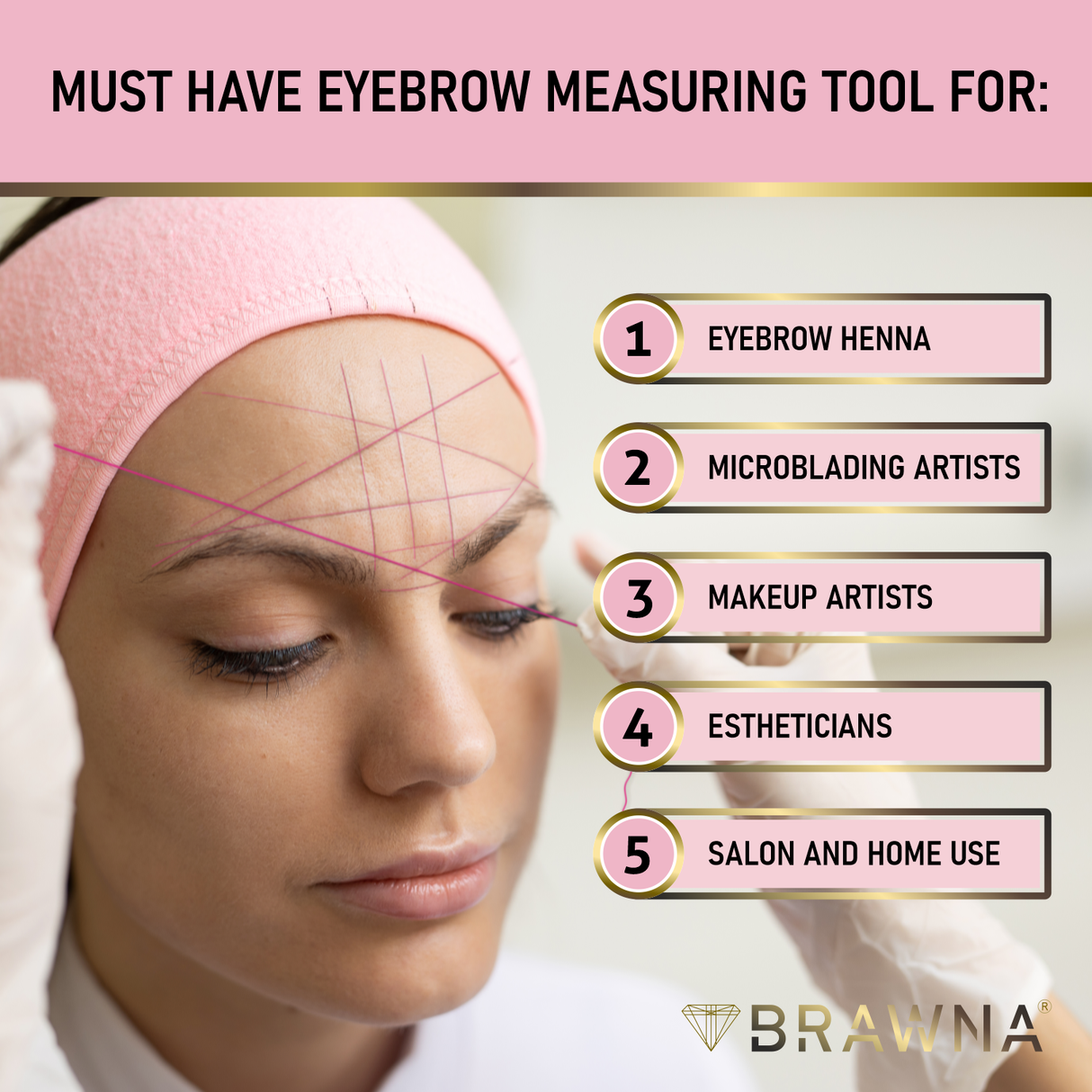 Brawna - Pink Mapping String for Brows and Lips Measuring