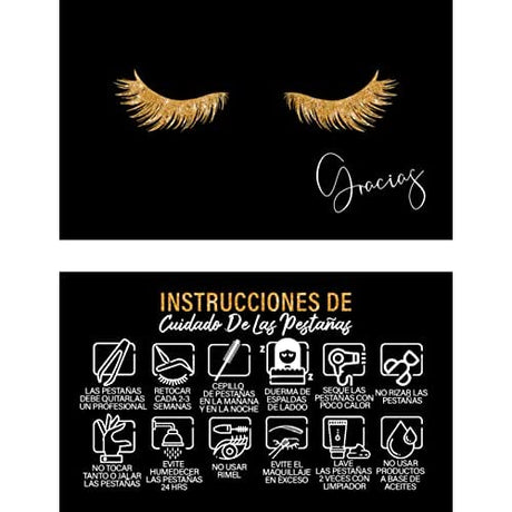 Lash Extension Aftercare Cards with Thank You Note - Size 3.5x2 in