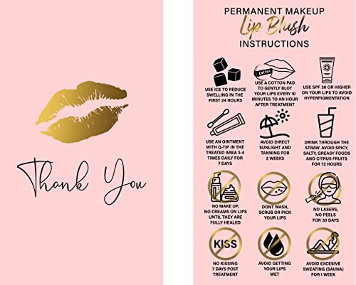 Lip Blush Aftercare Thank You Cards - Pink - 50 or 100 packs