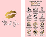 Lip Blush Aftercare Thank You Cards - Pink - 50 or 100 packs