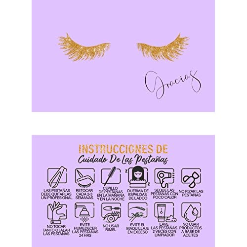 Lash Extension Aftercare Cards with Thank You Note - Size 3.5x2 in