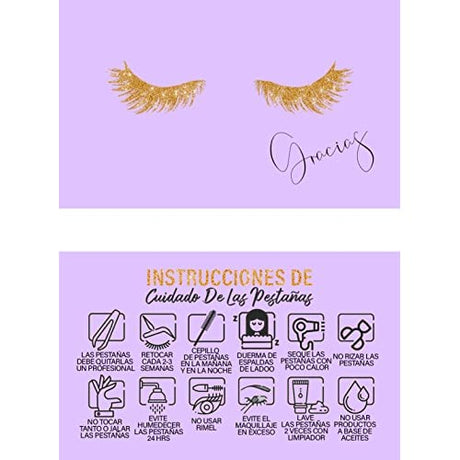 Lash Extension Aftercare Cards with Thank You Note - Size 3.5x2 in