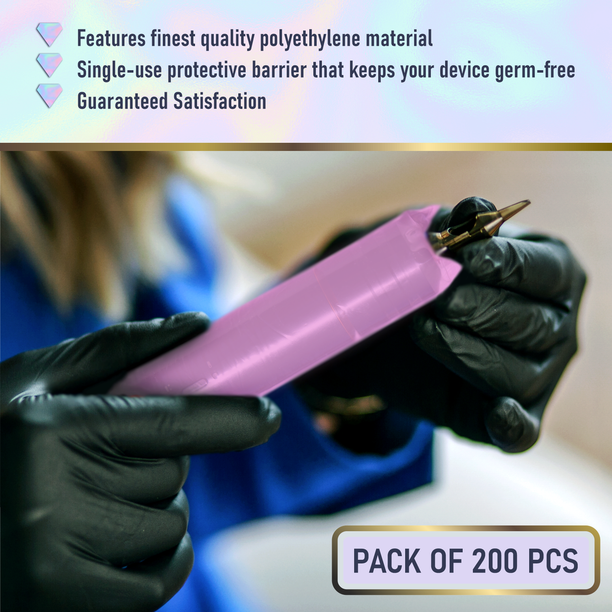 220 Pack Disposable PMU & Tattoo Pen Type Machine Covers - Pink