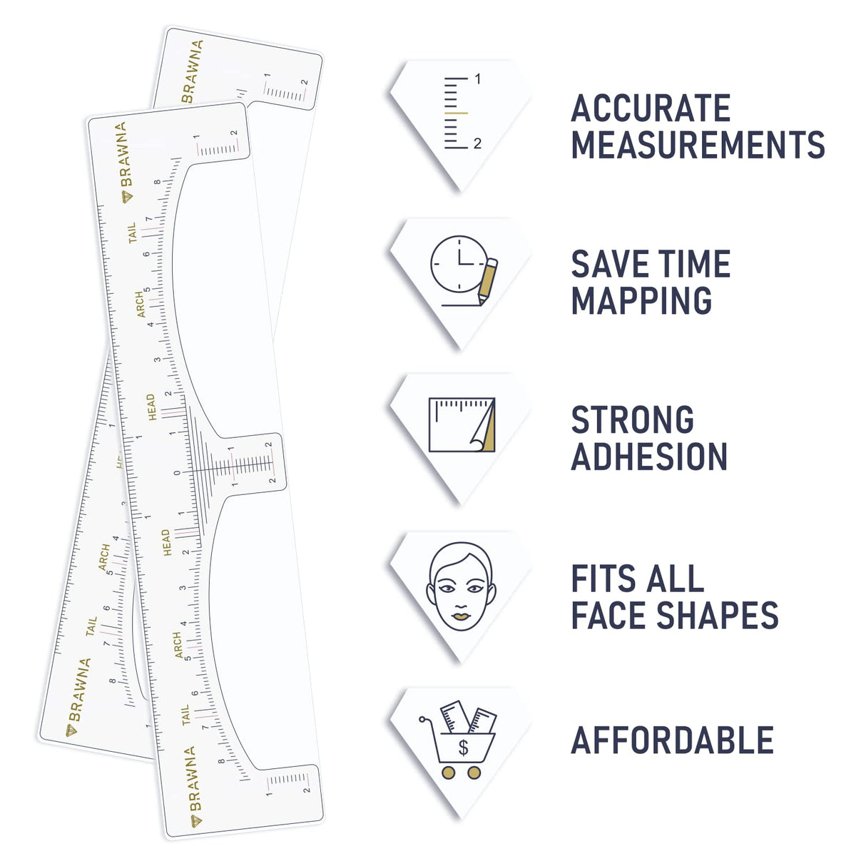 30 Pack Disposable Eyebrow Ruler Stickers for Eyebrow Henna And Cosmetic Tattoos