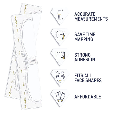 30 Pack Disposable Eyebrow Ruler Stickers for Eyebrow Henna And Cosmetic Tattoos