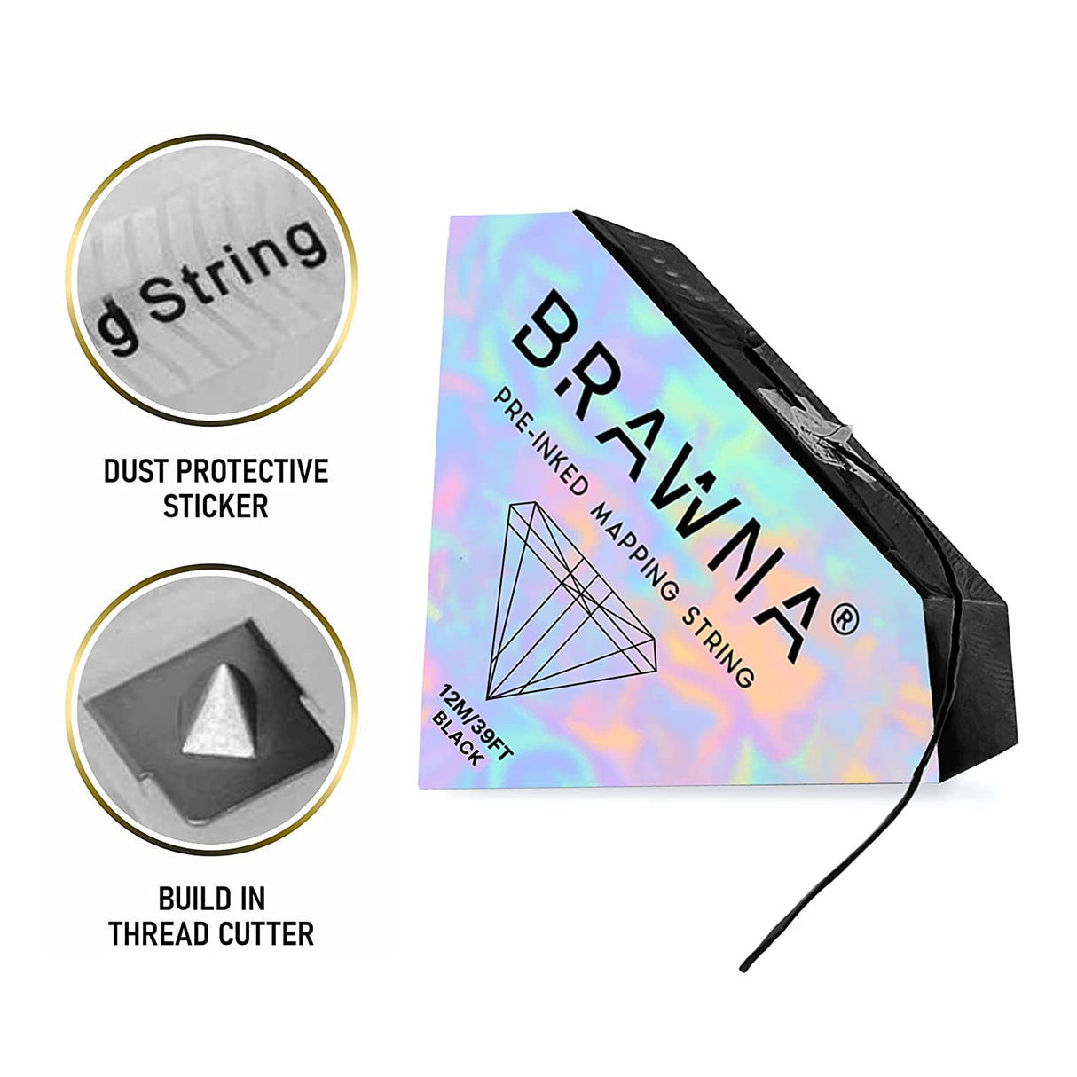 Brawna - Pre Inked Mapping String for Eyebrow Measuring - Black
