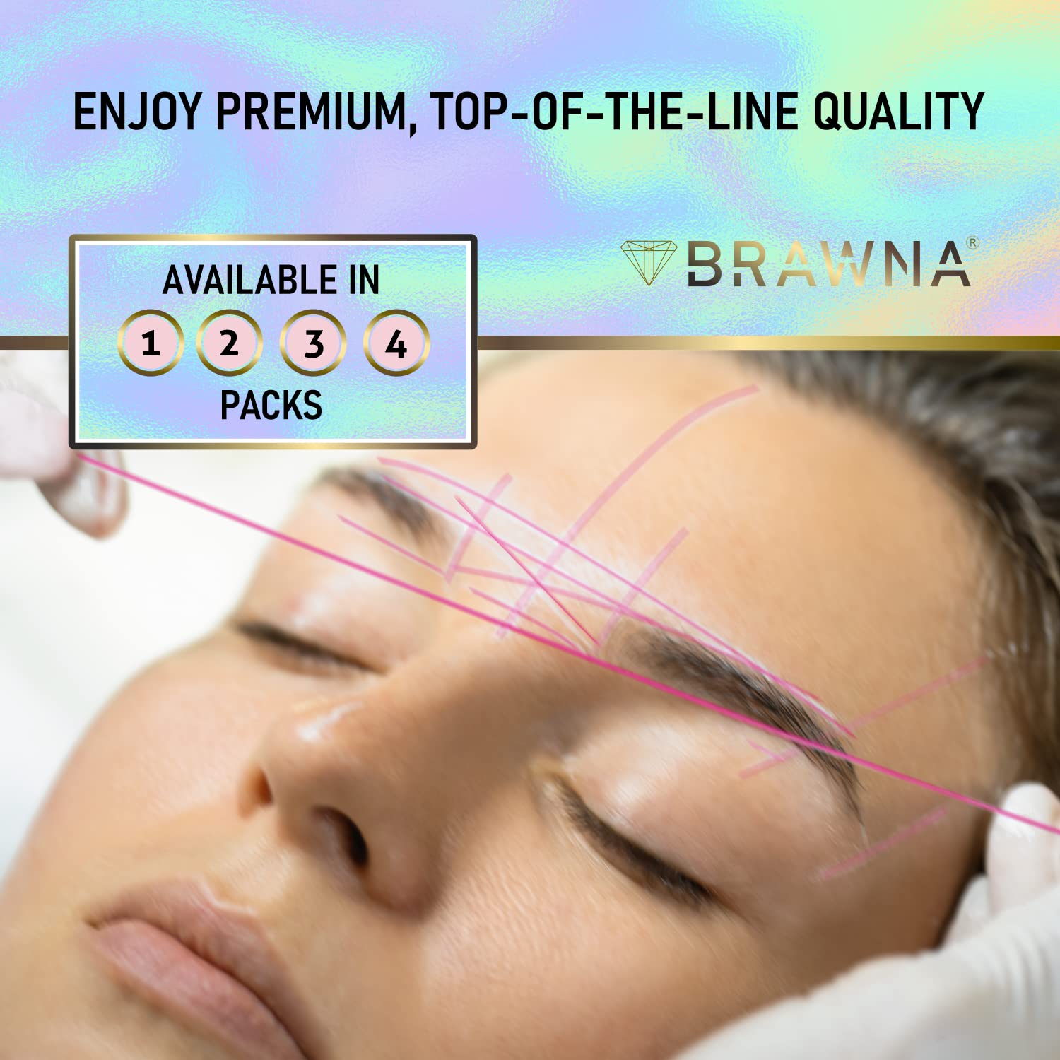Measuring String Eyebrows Pro Inked Mapping String for Eyebrow And Lip Measuring - White - Pink ...