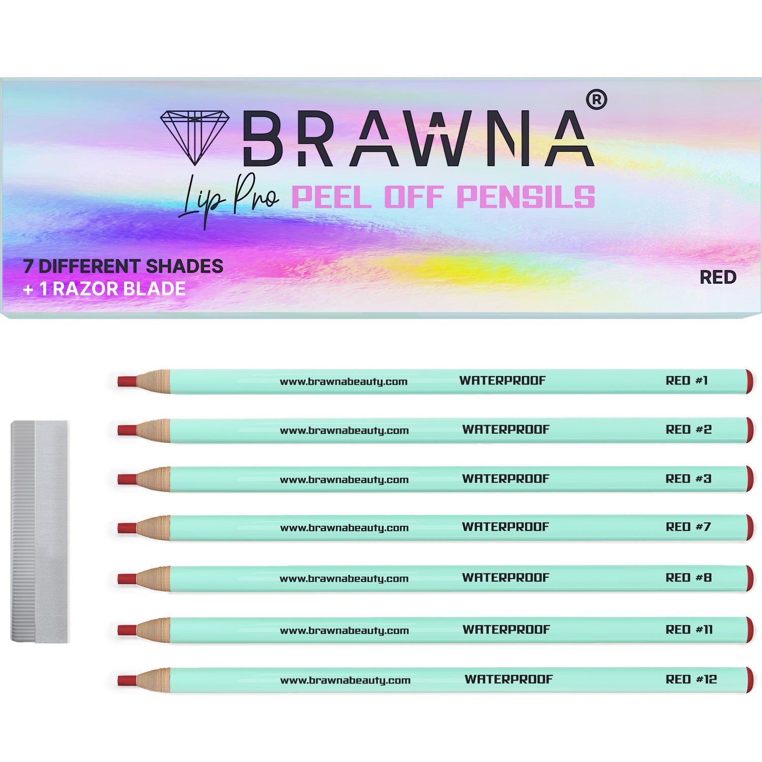 Lip Pro Pencils for Lip & Brow Mapping  - 6 or 12 Pcs with Sharpener Blades - Red