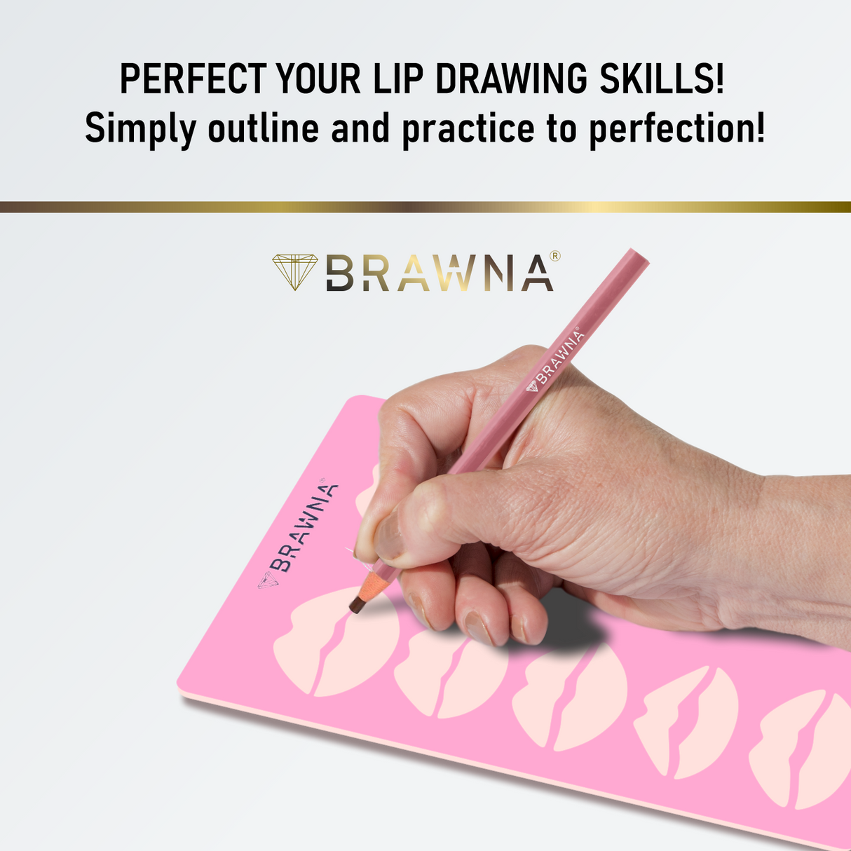 Lip Blush Tattoo Practice Stencil with Inkless Practice Skin - 10 lip shapes
