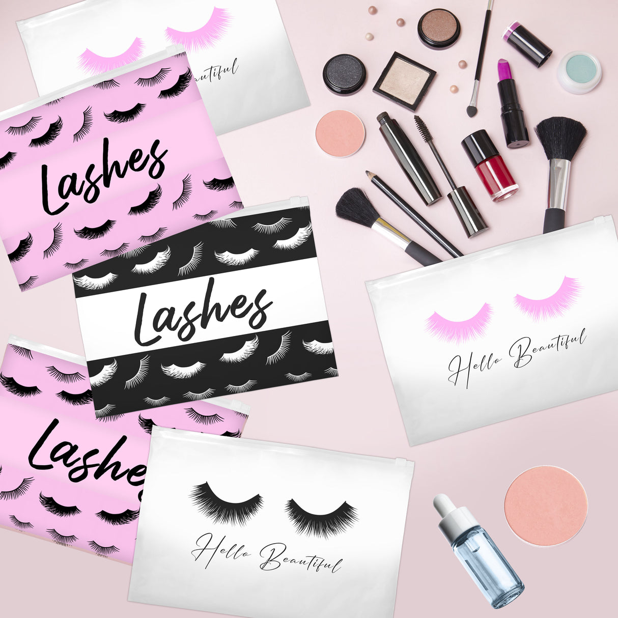 60 Pcs Makeup and Accessory Bags with Ziplock - Lash Aftercare bags - Size 6x8 in