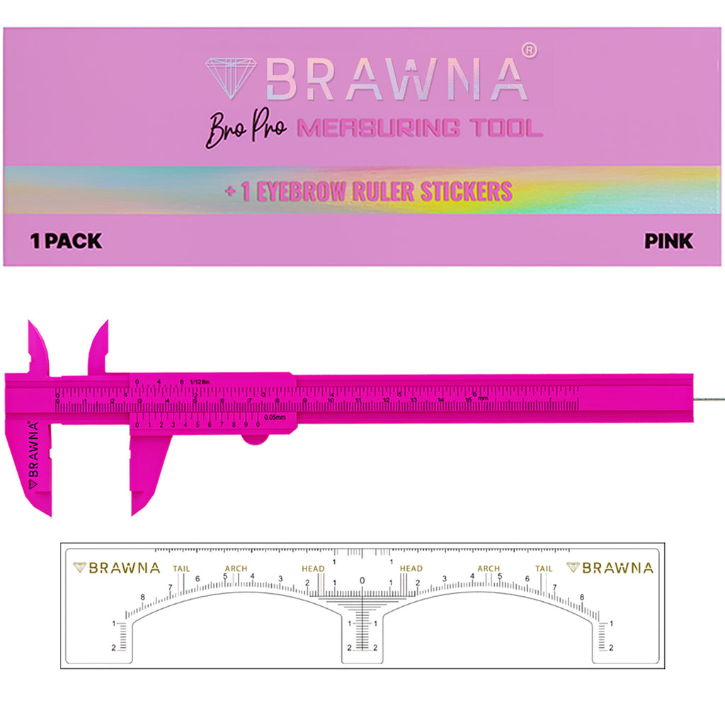 brawna pink eyebrow measuring ruler, 1 eyebrow ruler sticker, pmu supplies