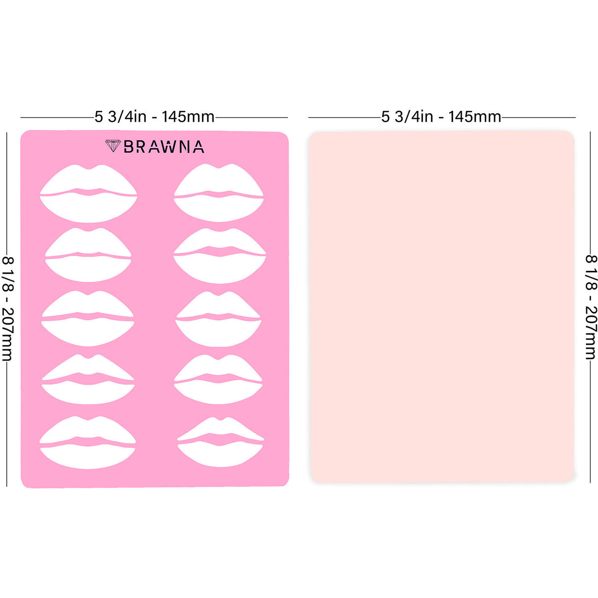 Lip Blush Tattoo Practice Stencil with Inkless Practice Skin - 10 lip shapes