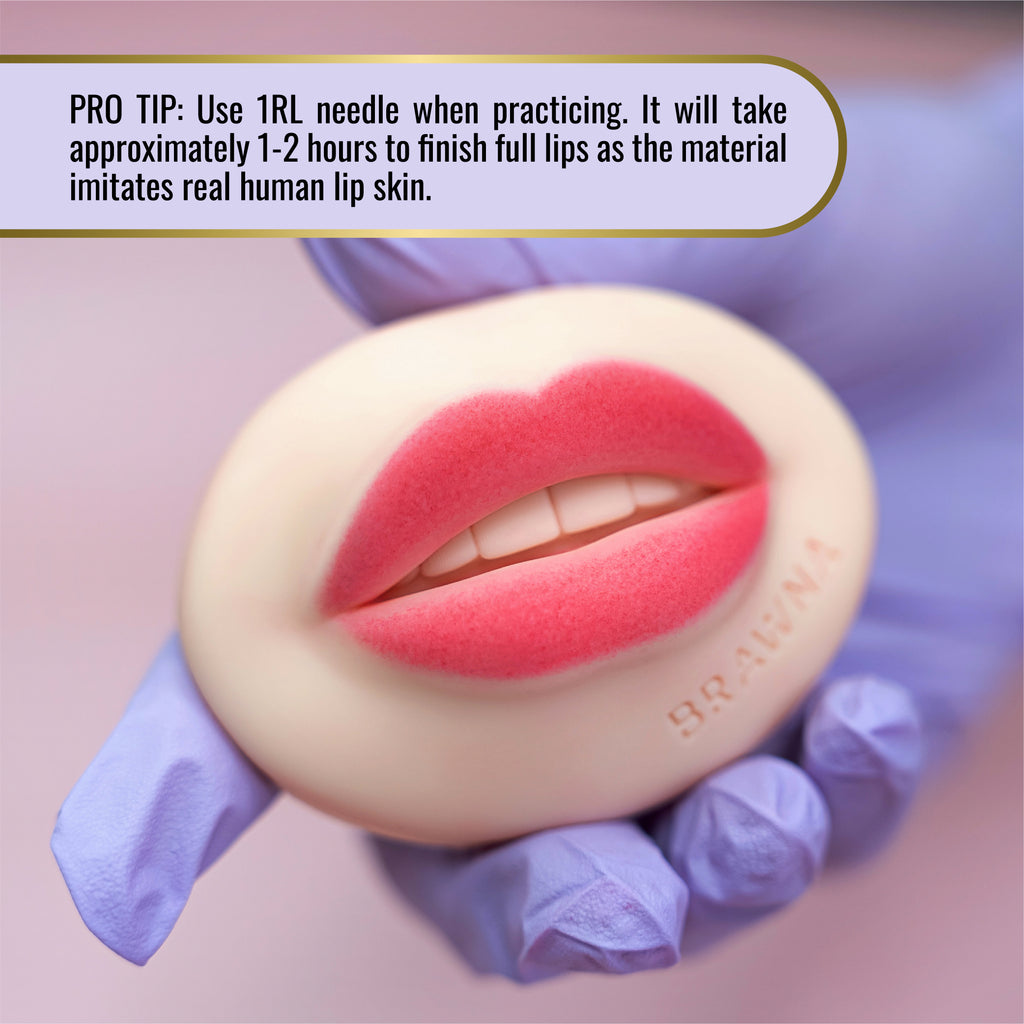 brawna pmu supplies, 3d lip blush practice skin with 1rl needle, red lip pigment